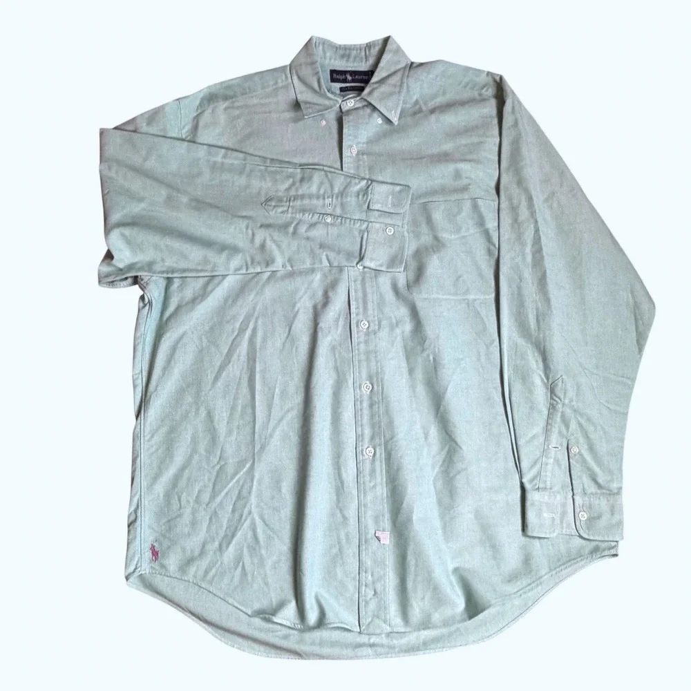 Polo Ralph Lauren The Big Oxford Shirt Mens M Teal Green Button Down Cotton OCBD